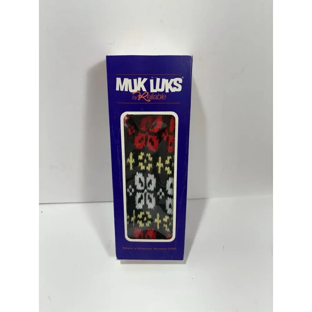 MUK LUKS Women’s Sox Socks Black White Yellow White Pattern Cozy Medium NEW